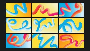 Curvy Red and Black Abstract Background Set vector