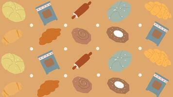 Oven and dough bakery tool background vector