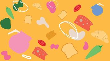 Cheese and toast colorful breakfast background vector