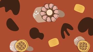 Yellow biscuit and donut cookie background vector