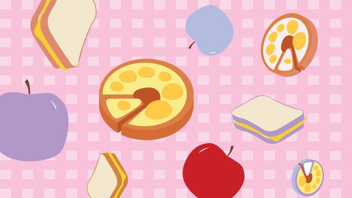 Sandwich and apple breakfast background