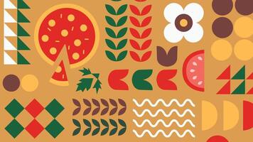 Windmill and pizza background vector