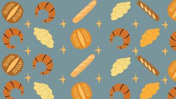 Croissant and baguette bakery background vector