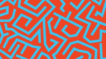 Cyan maze lines on bold red background vector
