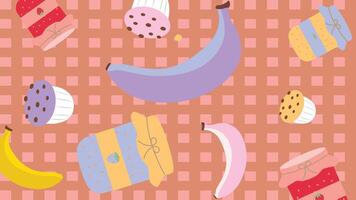 Jam jars and bananas background vector