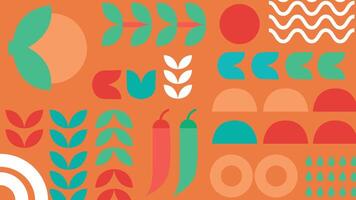 Chili pepper and veggie forms background vector