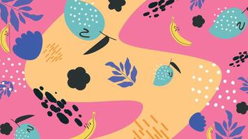 Banana and berry abstract background vector