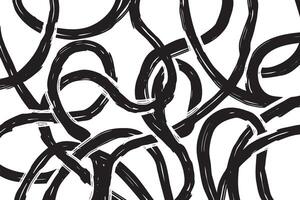 Abstract black tangled lines on a white background. Chaotic hand-drawn strokes create a dynamic and energetic pattern, perfect for backgrounds, textiles, and modern design projects vector