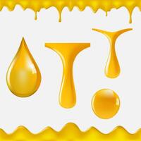 Dripping honey or oil set isolated vector