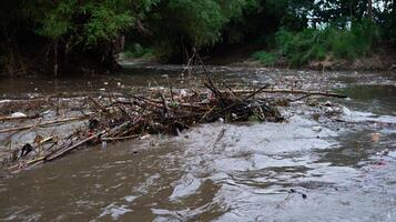 long river waste that is contaminated background photo