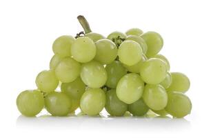 1 bunch of green grapes and grape leaves isolated on a white background photo