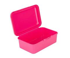 Plastic lunch box isolated on white photo