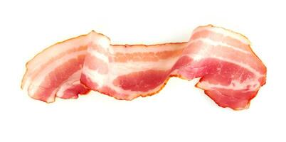Fresh Sliced Pork Bacon on white back photo