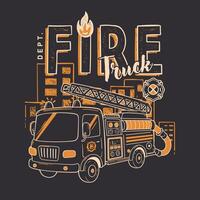 Stylized illustration of a fire truck in a dynamic pose vector