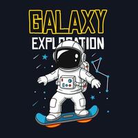 Playful cartoon astronaut on a hoverboard in space vector