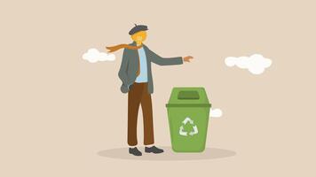 trash bin lightbulb head character vector
