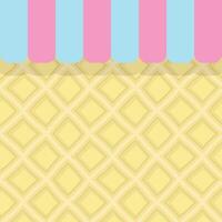 The surface of a yellow waffle cone with alternating colored flags hanging in front vector