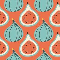 Fig summer pattern on red background. Simple seamless pattern with figs. design for greeting card and invitation of seasonal summer holiday vector