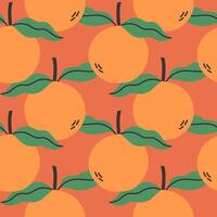 Orange summer pattern on red background. Simple seamless pattern with oranges. design for greeting card and invitation of seasonal summer holiday vector