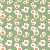 Seamless Pattern with Fried Egg, Sunny-Side-Up on Yellow Background. Healthy Breakfast, Protein Food vector