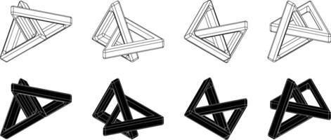 two 3d triangles set vector