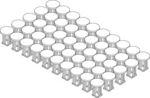 arrangement of 3d round tables vector