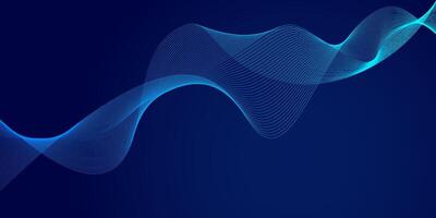 Abstract glowing wave lines on dark blue background. Dynamic wave pattern. Modern flowing wavy lines. Futuristic technology concept. Suit for banner, poster, cover, brochure, flyer, website vector
