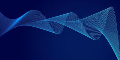 Abstract glowing wave lines on dark blue. Dynamic wave pattern. Modern flowing wavy lines. Futuristic technology concept. vector