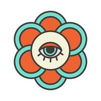 Icon of a red blue flower with an eye in the center vector