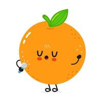 A singing Orange cartoon character with a microphone, looking joyful and expressive. vector