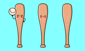 Whimsical depiction of three Baseball Bats with cute faces, perfect for playful designs and projects. vector