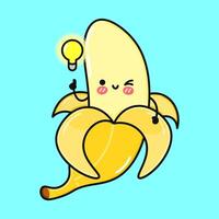 A cheerful cartoon Banana with a lightbulb, indicating a brilliant and creative idea. vector