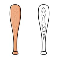 Baseball bat silhouette and line drawing displaying minimalist graphic style, resting against stark white background with precise rendering vector