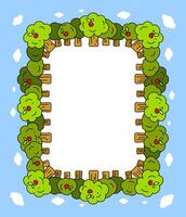 Colored frame with cartoon trees vector