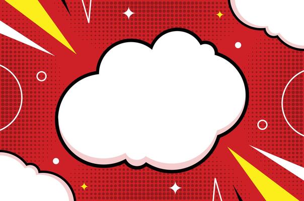 Retro Pop Art Halftone Comic Background with Funky Chat Balloons