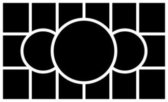A Black and White Photo Collage Template with Grid Layout and Three Central Circles. blank collage frame photo part or picture mockup. frame. picture college. picture frames vector