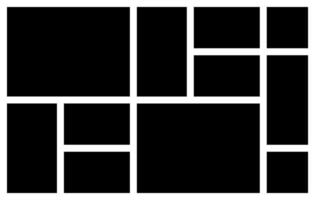 A Horizontal Black and White Rectangular Grid Photo Collage Template for Multiple Photos. blank college frame photo part or picture mockup. frame. picture vector