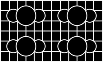 A Black and White Grid with Four Sets of Overlapping Circular Photo Frames. blank college frame photo part or picture mockup. vector