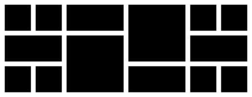 A Horizontal Black and White Rectangular Grid Photo Collage Template for Multiple Photos. blank college frame photo part or picture mockup. frame. picture college. picture frames vector
