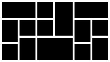 A Horizontal Black and White Rectangular Grid Photo Collage Template for Multiple Photos. blank college frame photo part or picture mockup. frame. picture college. picture vector