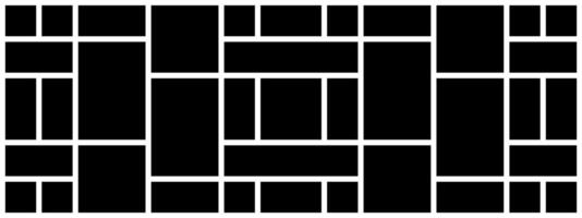 A Horizontal Black and White Rectangular Grid Photo Collage Template for Multiple Photos. blank college frame photo part or picture mockup. frame. picture college vector