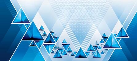 Abstract blue polygon triangles background, Modern Geometric triangle background. 3d triangle shapes design, Creative ideas for business presentations, template, banner, card vector