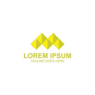 letter m lorem ipsum logo design for brand identity with creative illustration