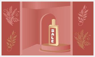 Stylish 3d product display mockup natural business concept with plants, ideal for branding, posters, ads and presentations vector