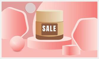 3D Product display with lush plants sale perfect for highlighting products in posters, banner, mockup, Ads, labels and Brand Templates vector