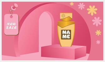 Creative organic 3d display scene business product showcase with plants for branding, labels, ads and marketing templates vector