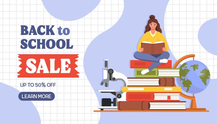 Back to School Sale Web Promotional Banner.