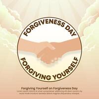 Forgiveness Day design with a handshake and light sky vector