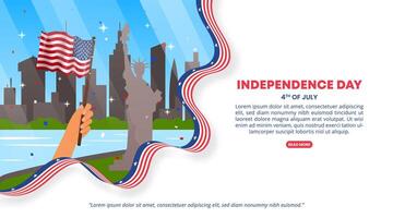 4th Of July Independence Day design with a waving flag and scene vector