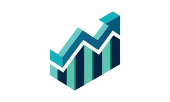 Isometric growth chart arrow upward trending success vector